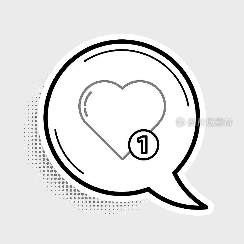 Line Like and heart icon isolated on grey background. Counter Notification Icon. Follower Insta. Colorful outline concept. Vector